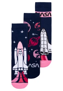 Calcetines NASA niñas - niños zapatillas calcetines niños calcetines azul/rosa (paquete de 3) - Imagen 1 de 2