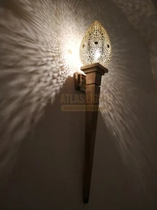 Marokkanische Fackel Wandleuchte Vintage Wandleuchte Messing Wohndeko - Bild 1 von 5