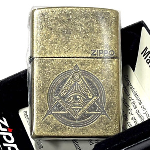 Zippo Oil Lighter Freemason Eye of Providence Pyramid Eye Brass New
