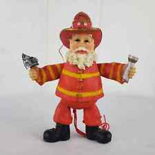 Vintage Christmas Ornament Santa Claus Fireman Holding Hatchet Flashlight Puppet