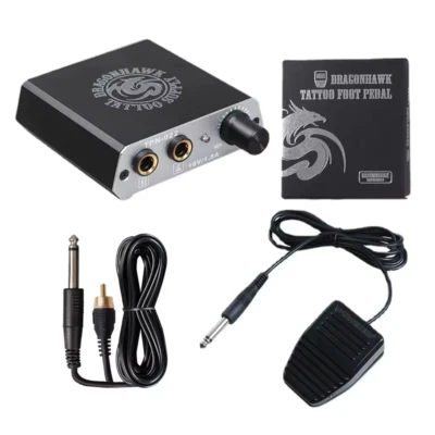 Dragonhawk Tattoo Machine Power Supply Set With Knob Adjustable Non-Slip Foot — 第 1/4 张图片