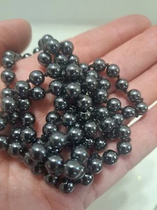 Hämatit Perlen Halskette Strang 14,5" lang ohne Verschluss Metallic Goth #51 - Bild 1 von 3