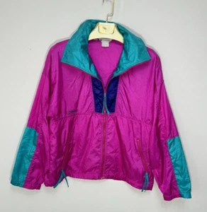 Vintage Windbreaker Jacket Columbia Radial Size L Pink Purple Colorblock 90s Y2k - Picture 1 of 11