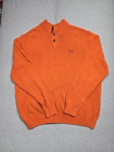 Chaps Sweater Mens Extra Large Orange Pullover Quarter Zip Embroidered Logo - Picture 1 of 16