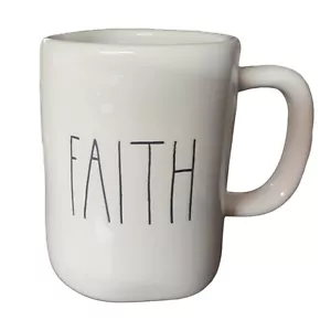 Rae Dunn FAITH Mug Coffee Cup By Magenta Artisan Ceramic Ivory White 16 Oz New - Picture 1 of 9