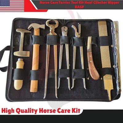 Professional Heavy Duty Farrier Tool Kit Hoof Nipper Clincher Rasp Horse Care - Image 1 of 3