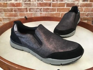 Easy Spirit Black Metallic Leather Fadia Slip On Sneaker Sporty Shoe 9 New - Picture 1 of 3