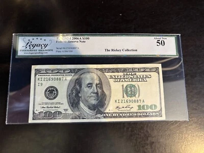 DBR 2006-A $100 FRN Minneapolis Fr. 2182-I Legacy AU-50 Serial KI21690887A - Image 1 of 2