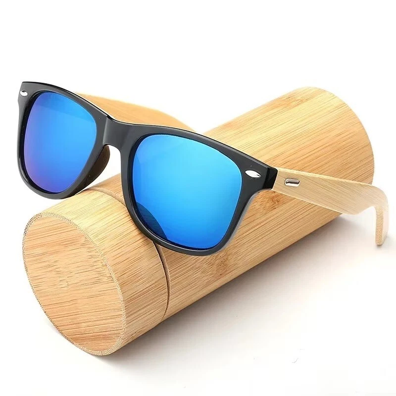 Gafas de sol cuadradas de madera de bambú para hombre y mujeres, gafas  exterior - Image 1 of 4