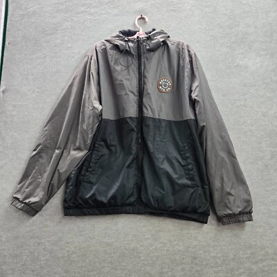 Chaqueta Brixton Hombres XL Gris Sherpa Cortavientos Sudadera con Capucha Bloques de Color Cremallera Completa LEER Foto 1 de 4