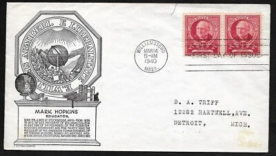 #870 2c Famous Americans - Educators -Mark Hopkins- Anderson FDC Pair - Image 1 of 2