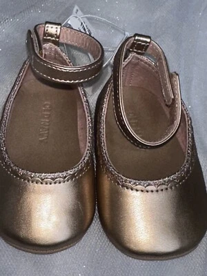 Zapatos antiguos azul marino bebé niña 6-12 meses oro rosa  Foto 1 de 4