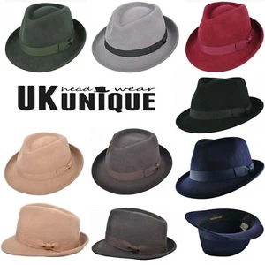 Mens Waterproof Trilby Hat Crushable Handmade With Grosgrain Band 100% Wool - Picture 1 of 30