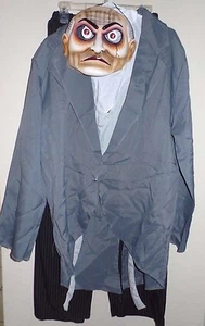 mens NEW HALLOWEEN COSTUME DEMENTED ZOMBIE COAT PANTS MASK TIE BLACK GRAY NICE @ - Picture 1 of 3