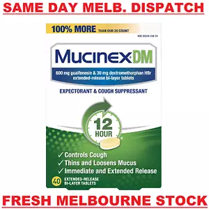 Mucinex DM Guaifenesin 600mg Expectorant & Cough Control Suppressant 40 Tablets - Picture 1 of 8
