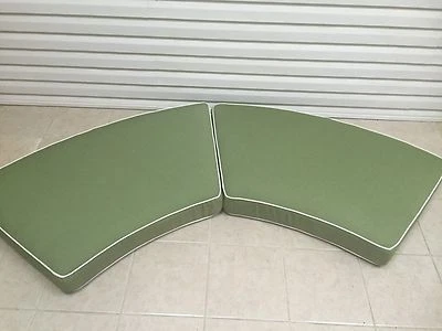 2 pc Frontgate Monterey Outdoor Round curved Patio Loveseat Cushions 27x104  - Image 1 of 2