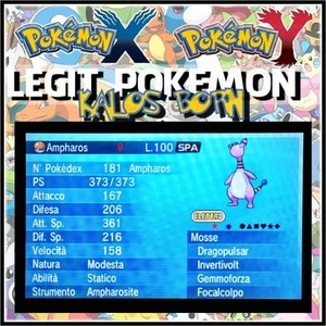 KB Legit Pokemon X Y • SHINY MEGA Ampharos LV-100 6IV PERFECT KALOS BORN - Picture 1 of 1