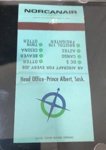 De colección Norcanair Matchbook Cubierta Príncipe Alberto Saskatchewan Logotipo de Aerolínea Canadiense - Imagen 1 de 4
