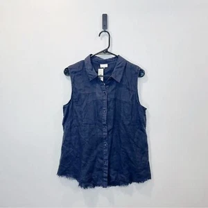 NWT Ecru linen button down tank top - Picture 1 of 5