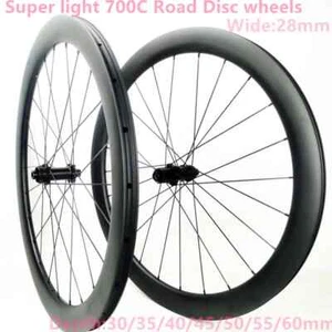700c Carbon Road Wheelset Disc Brake 28mm Wide 30-60mm Depth Clincher Tubeless - Picture 1 of 19