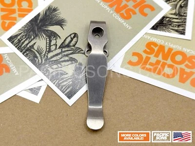 PACIFIC SONS Titanium Deep Carry Pocket Clip For Spyderco Shaman - Stone Washed