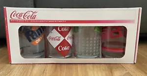 Coca Cola Set Of 4 Sprite Fanta Tab Coke Drinking Glasses Can Shaped Retro Set - Picture 1 of 2