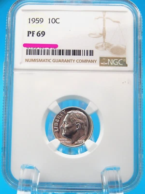 1959 SILVER ROOSEVELT DIME NGC MS 69 (BT661) - Image 1 of 4
