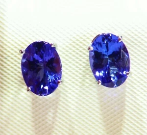 2.11CT 14K Gold Natural AAA Grade Tanzanite Stud Engagement Earrings Vintage - Picture 1 of 4