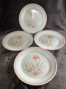 Vintage Corelle PEACH FLORAL 10 1/4" Dinner Plates Set Of 4 Retired Pattern - Picture 1 of 3