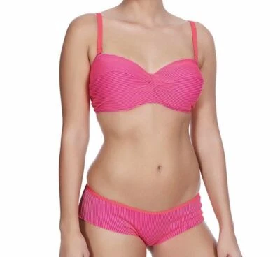 Conjunto de Bikini Freya Horizon 30FF XS Acolchado Sin Tirantes Bandeau Top Corto Coral Rosa Foto 1 de 4
