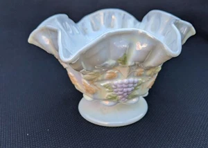 Vintage WESTMORELAND Iridescent Milk Glass Grape Footed Bowl - Picture 1 of 6