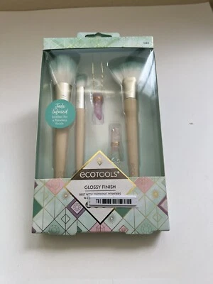 Ecotools Glossy Finish Jade Infused Makeup 3 Powder Brushes Flawless Finish  - Image 1 of 2