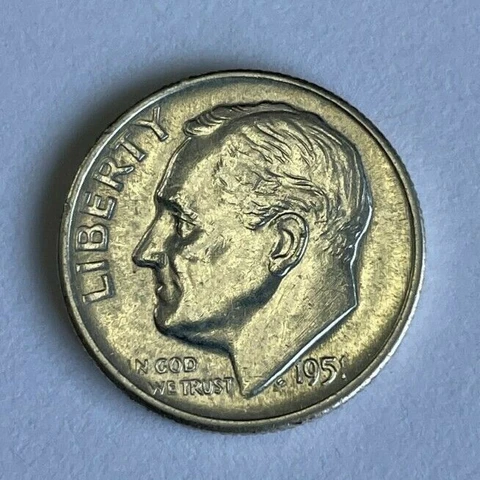 1951 S Roosevelt Silver Dime Brilliant Uncirculated BU Cover