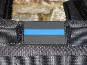 Velcro patch rubber patch approx. 6 x 4 cm thin blue line Germany police - Picture 1 of 1