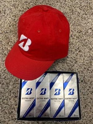 Nuevas pelotas de golf Bridgestone - extra suaves - 1 docena + nuevo sombrero Bridgestone - rojo Foto 1 de 2