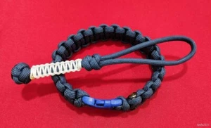 Handmade Dark Blue Paracord Bracelet and Lanyard - Picture 1 of 4
