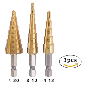 Hexagonal Handle Step Drill Straight Groove Titanium Plated Drill Bit 3-12 4-12* - Imagen 1 de 1