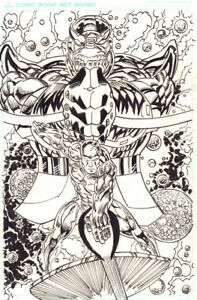 Thanos and the Silver Surfer Commission art par Ron Wilson