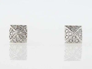 0.24ct Simulated Diamond Pyramid Solitaire Stud Earrings 14k White Gold Plated - Picture 1 of 5