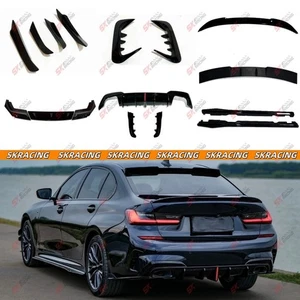 ABS Gloss Black Front Rear Lip Roof Spoiler Kit For 19+ BMW 3 Series G20 M-sport - Picture 1 of 29