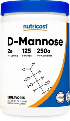 Nutricost D-Mannose Powder 250 GMS, 2g Serving, Non-GMO, Gluten Free - Image 1 of 4