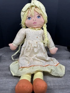 Vintage Cuddle Wit Creation 30” Rag Doll Blonde Hair Yellow Dress T25 - Picture 1 of 18