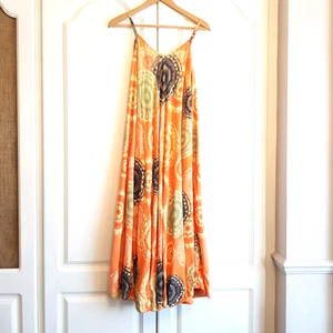 Made In Italy - One Size (14) Pretty Orange Sunflower Sleeveless Summer Dress - Picture 1 of 3