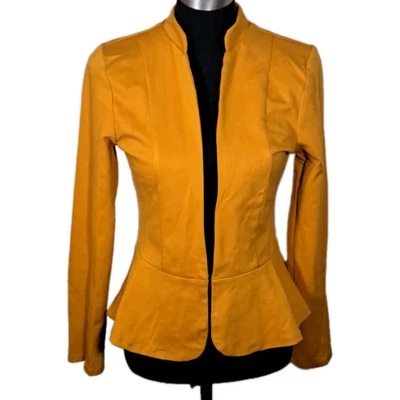 Blazer feminino Hybrid & Company frente aberta ponte blazer jaqueta mostarda tamanho P - Imagem 1 de 4
