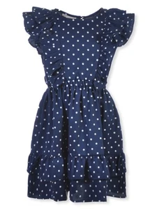 Bonnie Jean Girls' Dotted Dress Color: navy Size: 7 - Picture 1 of 1