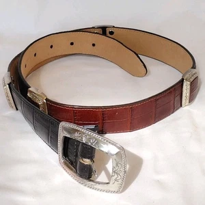 Cintura donna vintage Brighton bicolore pelle marrone e nera taglia M stile 23903 - Foto 1 di 11