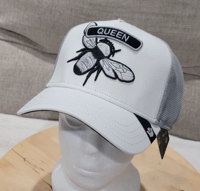 Goorin Bros "Classic Rocker Queen" Abeja Bordada Adulto Trucket Sombrero Blanco Gris Foto 1 de 4