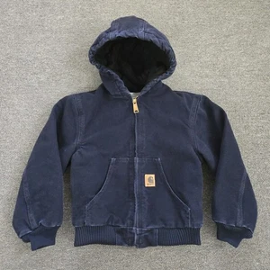 Carhartt Youth Boys Small 6/7 Blue YYJ130 MDT Canvas Hooded Jacket - Picture 1 of 12