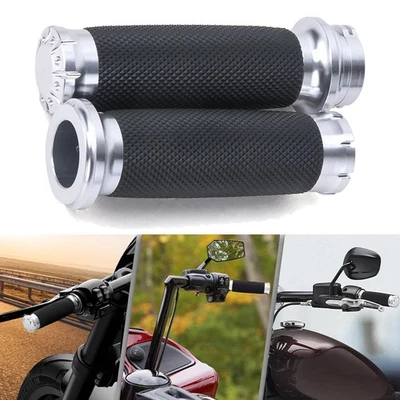 Chrome Motorcycle 1" Handlebar Hand Grips Fit For Harley Touring Chopper Bobber - Imagem 1 de 4