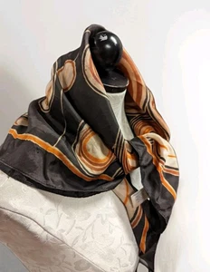 Vintage Designer Rain Scarf by Simone brown Print Made Japan 60s 70s psychedelic - Picture 1 of 15